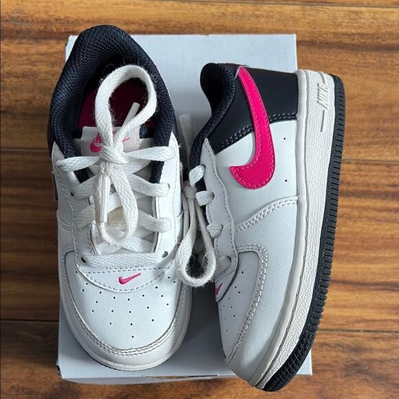 Nike Force 1 (TD)White Pink and Black Sneakers Soft Flexible Soles - Picture 1 of 5
